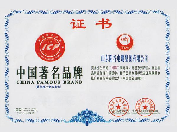 日輝電纜榮譽(yù)證書(shū)