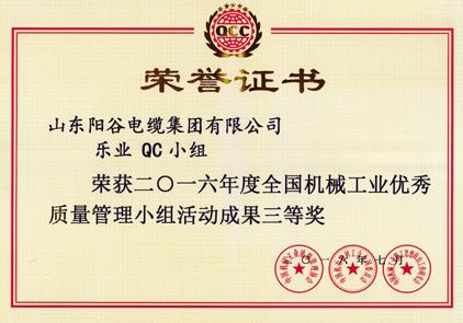 日輝電纜榮譽(yù)證書(shū)